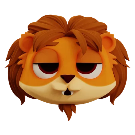 Cute Lion Sleepy Emoji  3D Icon