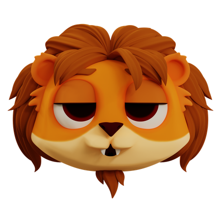 Cute Lion Sleepy Emoji  3D Icon