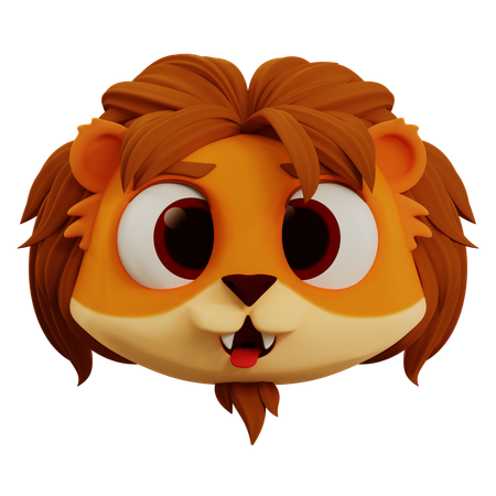 Cute Lion Tongue Emoji  3D Icon