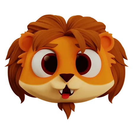 Cute Lion Tongue Emoji  3D Icon