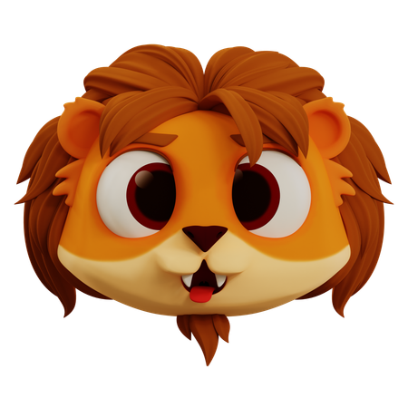 Cute Lion Tongue Emoji  3D Icon