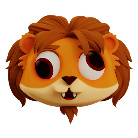 Cute Lion Ugly Face Emoji  3D Icon