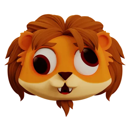 Cute Lion Ugly Face Emoji  3D Icon