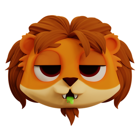 Cute Lion Vomiting Emoji  3D Icon