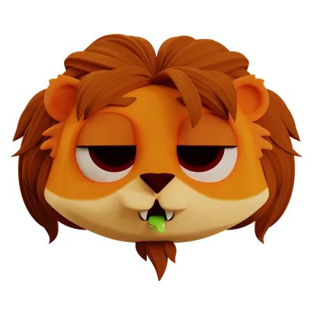 Cute Lion Vomiting Emoji  3D Icon