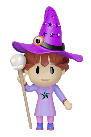 Cute little witch  3D Icon