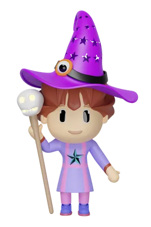 Cute little witch  3D Icon