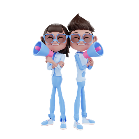 Cute Marketing Couple 3D Illustration