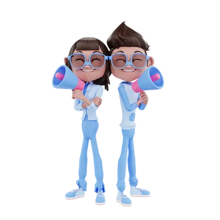 Cute Marketing Couple  3D Illustration