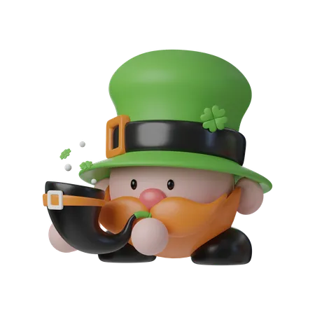 Cute Mini Elf Patrick Playing Trumpet Elf 3 D Saint Patrick S Day Holiday Festival 3 D Icon Set Illustration 3D Icon