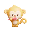 Cute Monkey Brushing Teeth