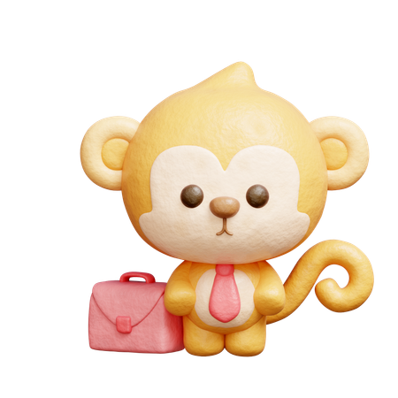 Cute Monkey Business Wearing Tie  3D Icon