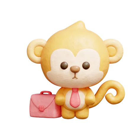 Cute Monkey Business Wearing Tie  3D Icon