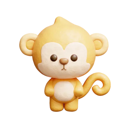 Cute Monkey Character  3D Icon