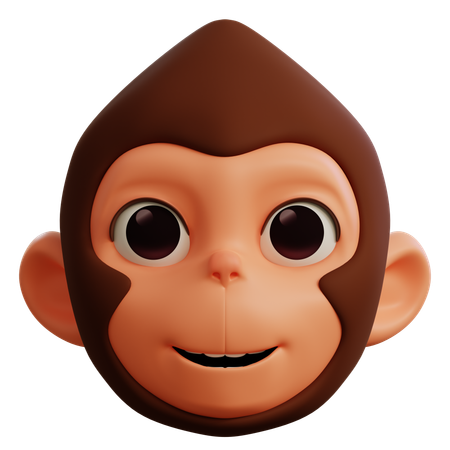 Cute Monkey Happy  3D Icon