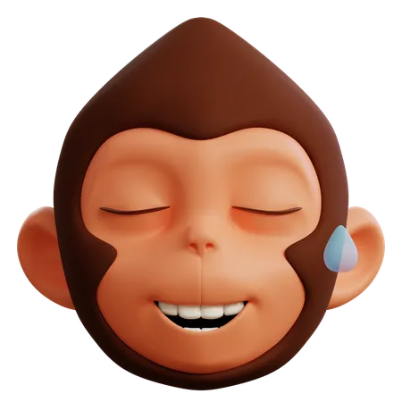 Cute Monkey Laughing  3D Icon