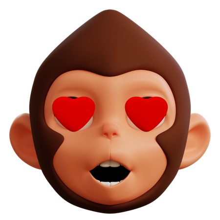 Cute Monkey Love  3D Icon