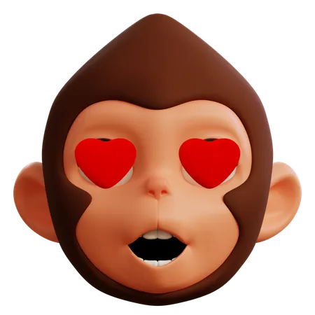 Cute Monkey Love  3D Icon