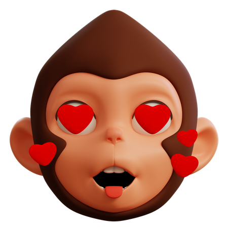 Cute Monkey Love  3D Icon