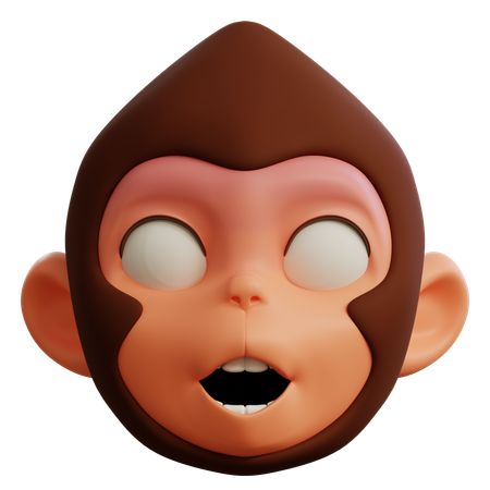 Cute Monkey Scared  3D Icon