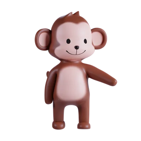 Cute Monkey Showing Something  3D Illustration