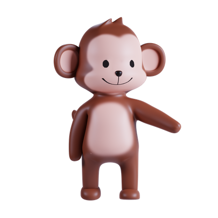 Cute Monkey Showing Something 3D Illustration