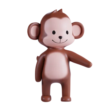 Cute Monkey Showing Something 3D Illustration