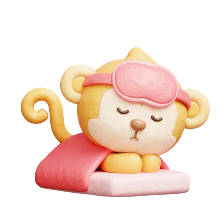 Cute Monkey Sleeping  3D Icon