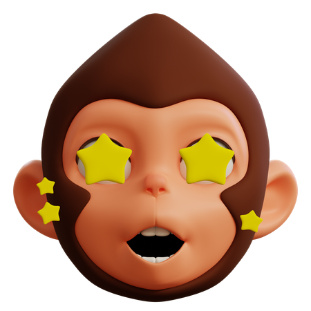 Cute Monkey Star  3D Icon