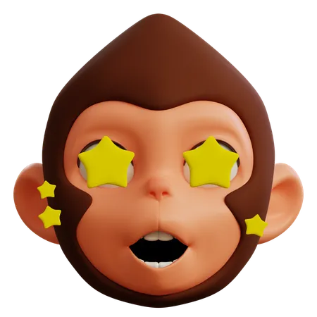 Cute Monkey Star  3D Icon