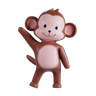 cute monkey waving hand 3d logo