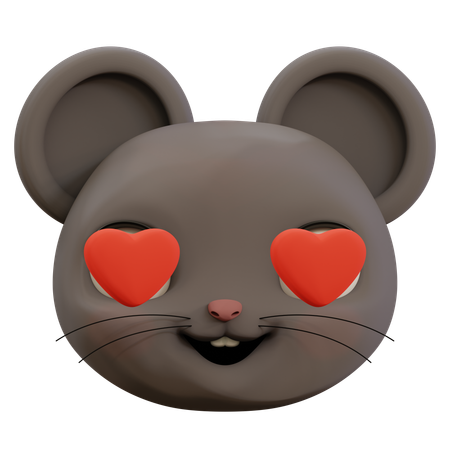 Cute Mouse Love Emoji  3D Icon