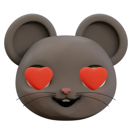 Cute Mouse Love Emoji  3D Icon