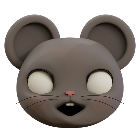 Cute Mouse Scared Emoji  3D Icon