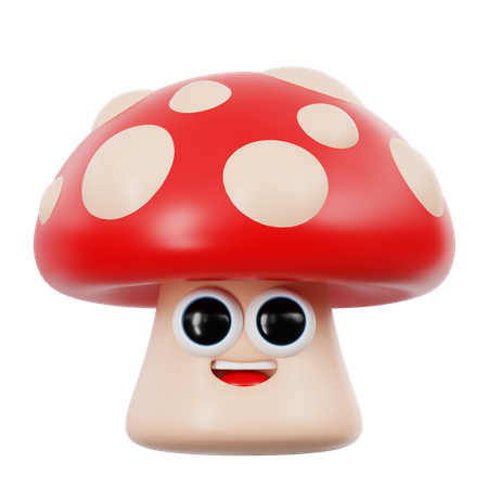 Cute Mushroom Emoji  3D Icon