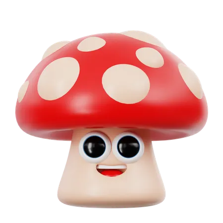 Cute Mushroom Emoji  3D Icon