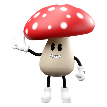 Cute Mushroom pointing hand in left side  3D Emoji