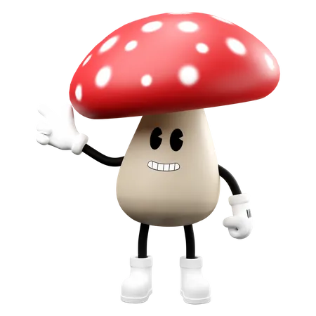 Cute Mushroom pointing hand in left side  3D Emoji