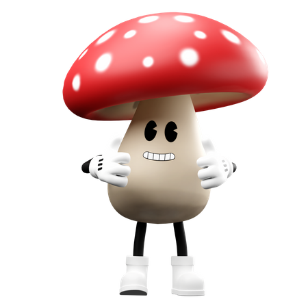 Cute Mushroom showing thumbs up  3D Illustration