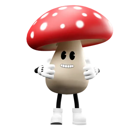 Cute Mushroom showing thumbs up  3D Illustration