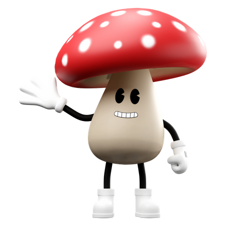 Cute Mushroom waiving hand  3D Emoji