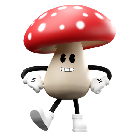 Cute Mushroom with both hands on waist  3D Emoji