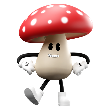 Cute Mushroom with both hands on waist 3D Illustration