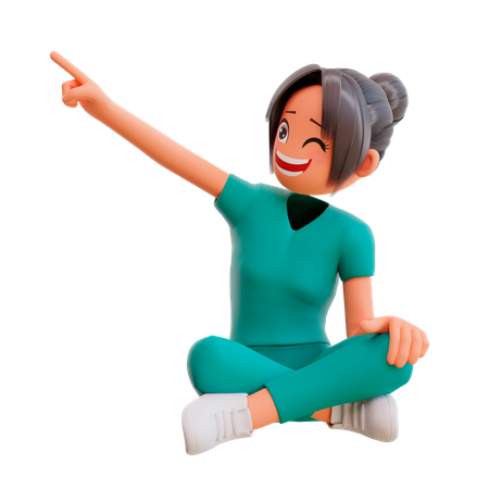 Cute Nurse Character Pointing on right  3D Illustration