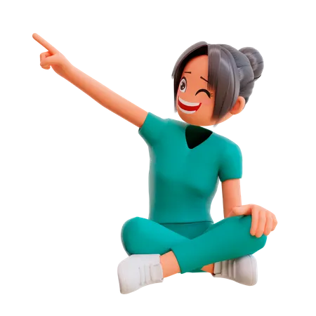 Cute Nurse Character Pointing on right  3D Illustration