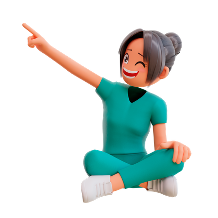 Cute Nurse Character Pointing on right 3D Illustration