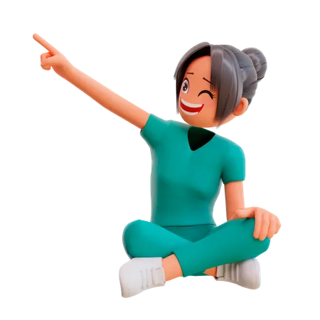 Cute Nurse Character Pointing on right 3D Illustration