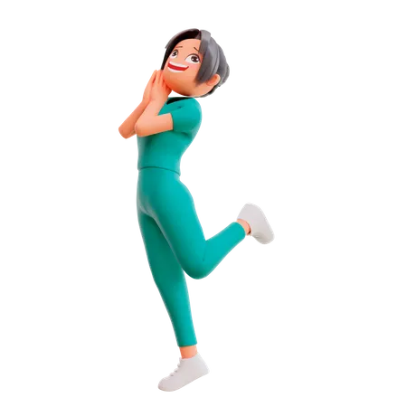 Cute nurse giving smiling posing  3D Illustration