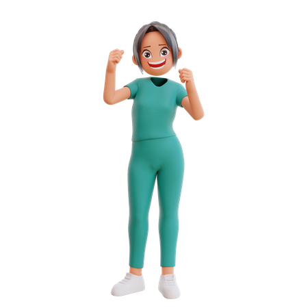 Cute nurse giving smiling posing  3D Illustration