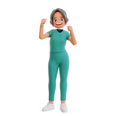 Cute nurse giving smiling posing  3D Illustration